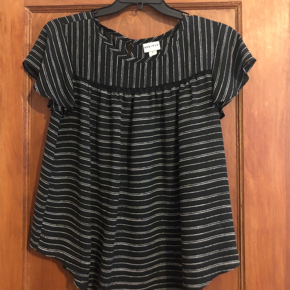 Ava and Viv Striped Babydoll Top